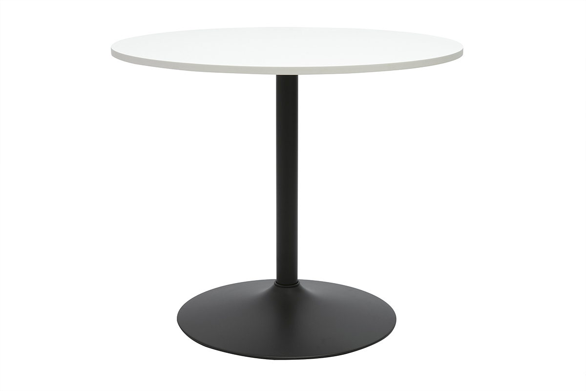 Tavolo da pranzo design bianco e nero rotondo D90 cm CALISTA