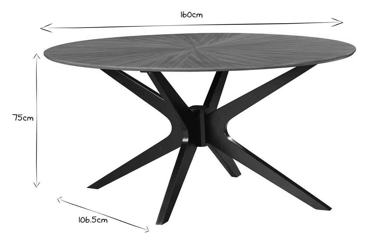 Tavolo da pranzo design ovale noce L160 cm DIELLI