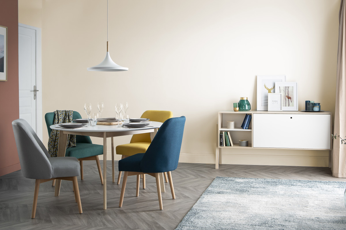 Tavolo Da Pranzo Design Rotondo Allungabile Bianco E Legno