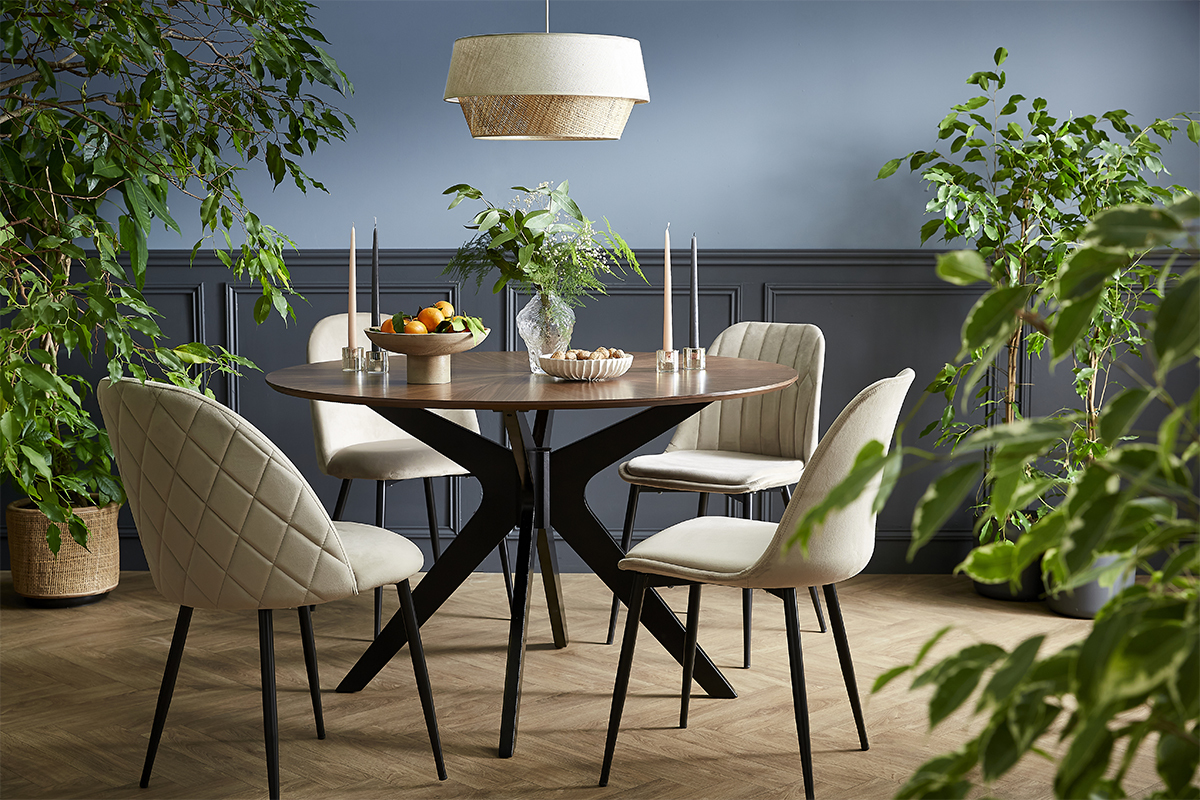 Tavolo da pranzo design rotondo noce D120 cm DIELLI