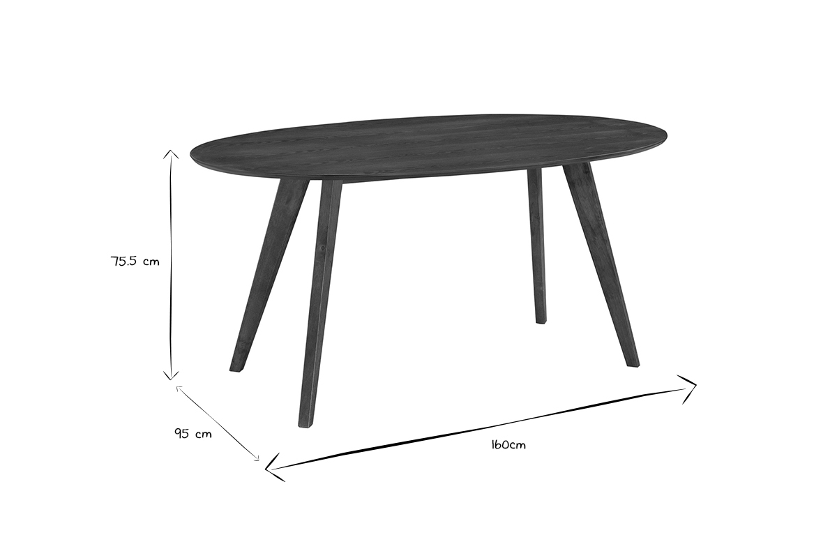 Tavolo da pranzo design scandinavo ovale noce L160 MARIK