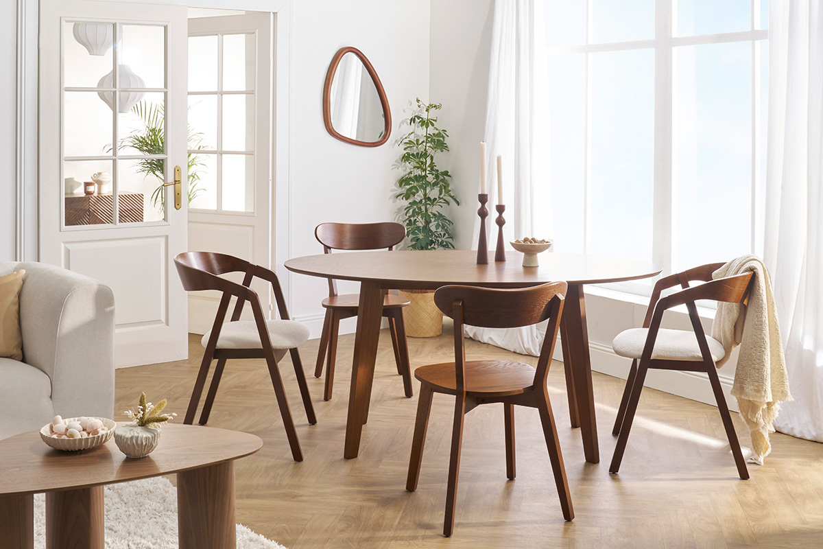 Tavolo da pranzo design scandinavo ovale noce L160 MARIK