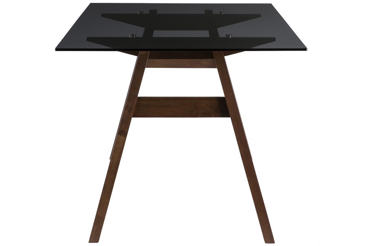 Tavolo da pranzo di design in vetro fum nero e legno L160 cm BACCO