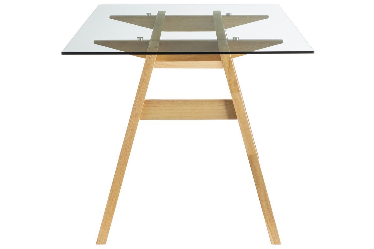 Tavolo da pranzo di design in vetro trasparente e legno L160 cm BACCO