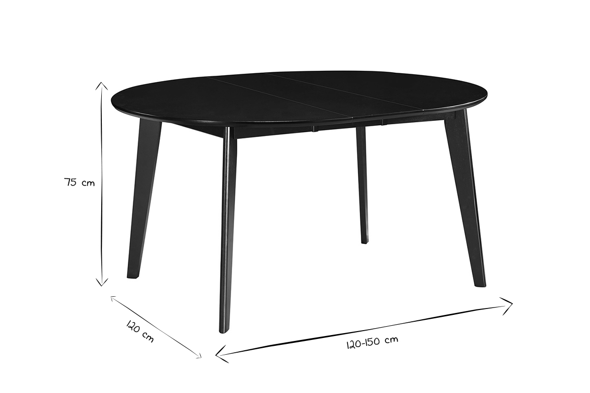 Tavolo da pranzo estensibile rotondo nero L120-150 cm LEENA