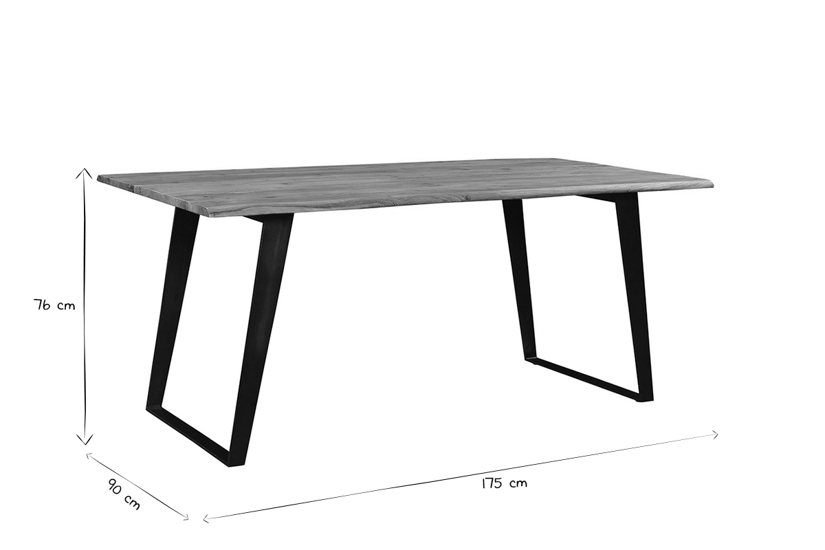 Tavolo da pranzo in acacia e metallo nero L175 KORA