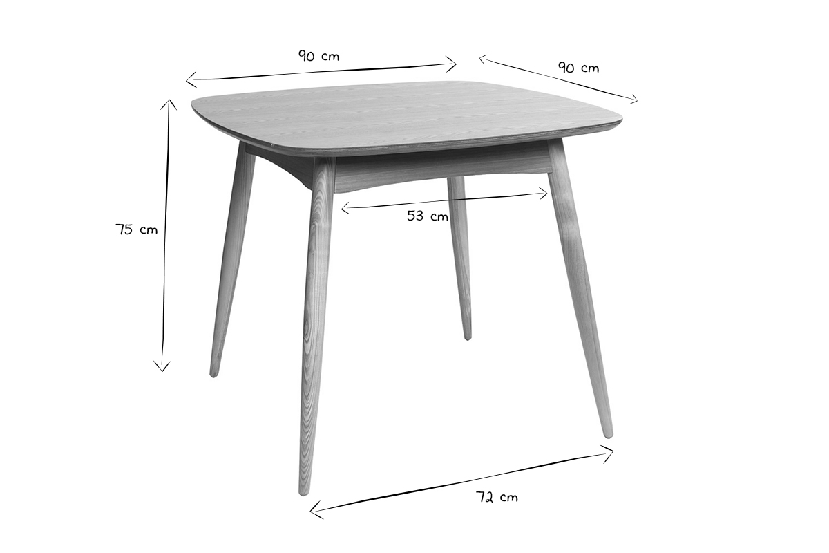 Tavolo da pranzo quadrato Frassino L90 BALTIK