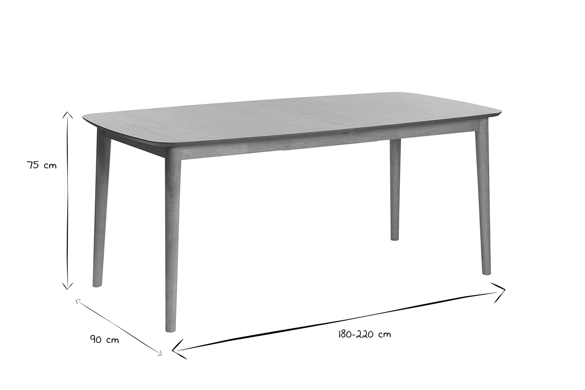 Tavolo da pranzo rettangolare allungabile in legno chiaro rovere L180-220 cm EGO