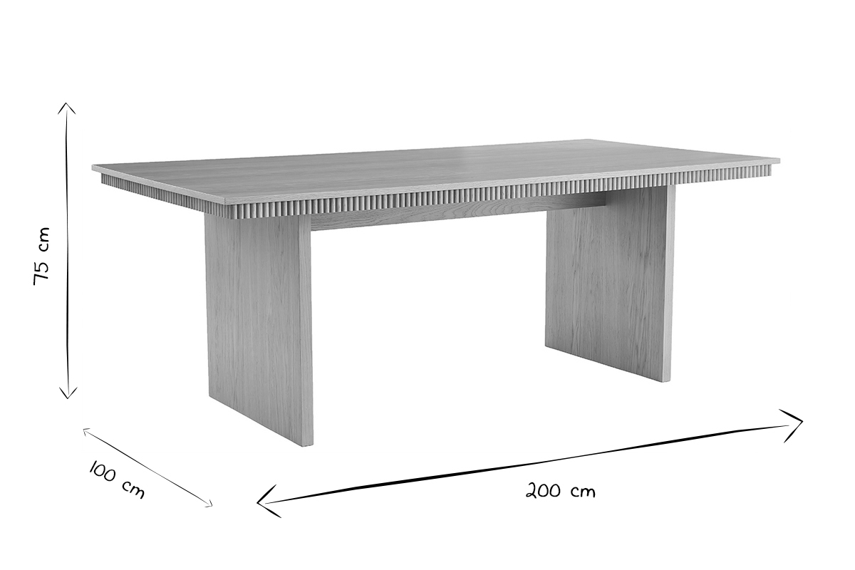 Tavolo da pranzo rettangolare con incisioni in legno chiaro rovere L200 cm EVASION