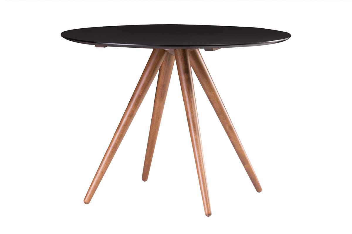 Tavolo da pranzo rotondo design noce e nero D106 WALFORD