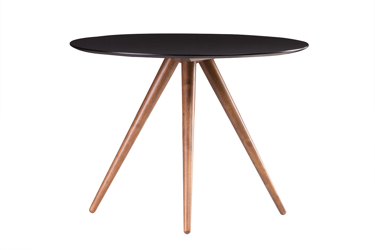 Tavolo da pranzo rotondo design noce e nero D106 WALFORD