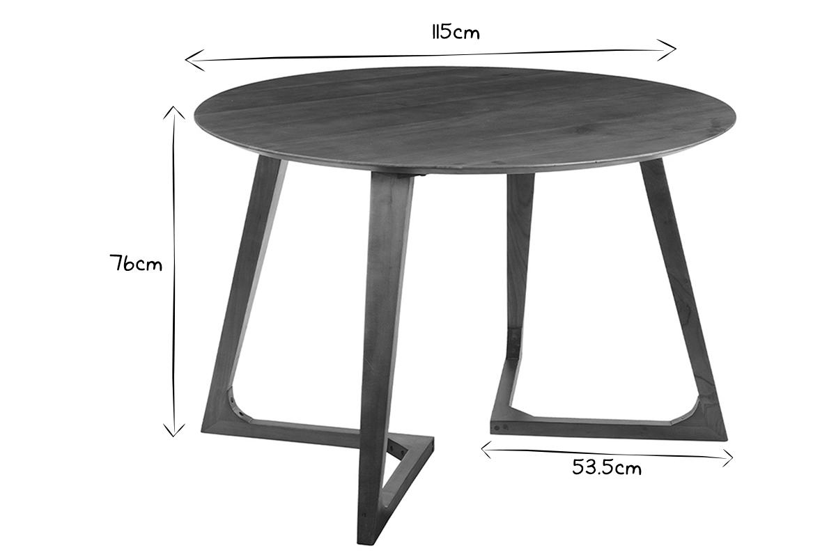 Tavolo design rotondo in legno massello L115 cm BANDOL