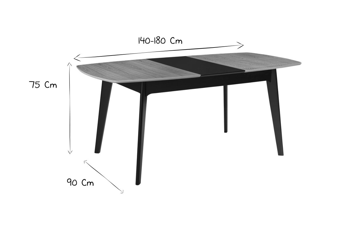 Tavolo estensibile scandinavo bianco e legno L140-180 MEENA