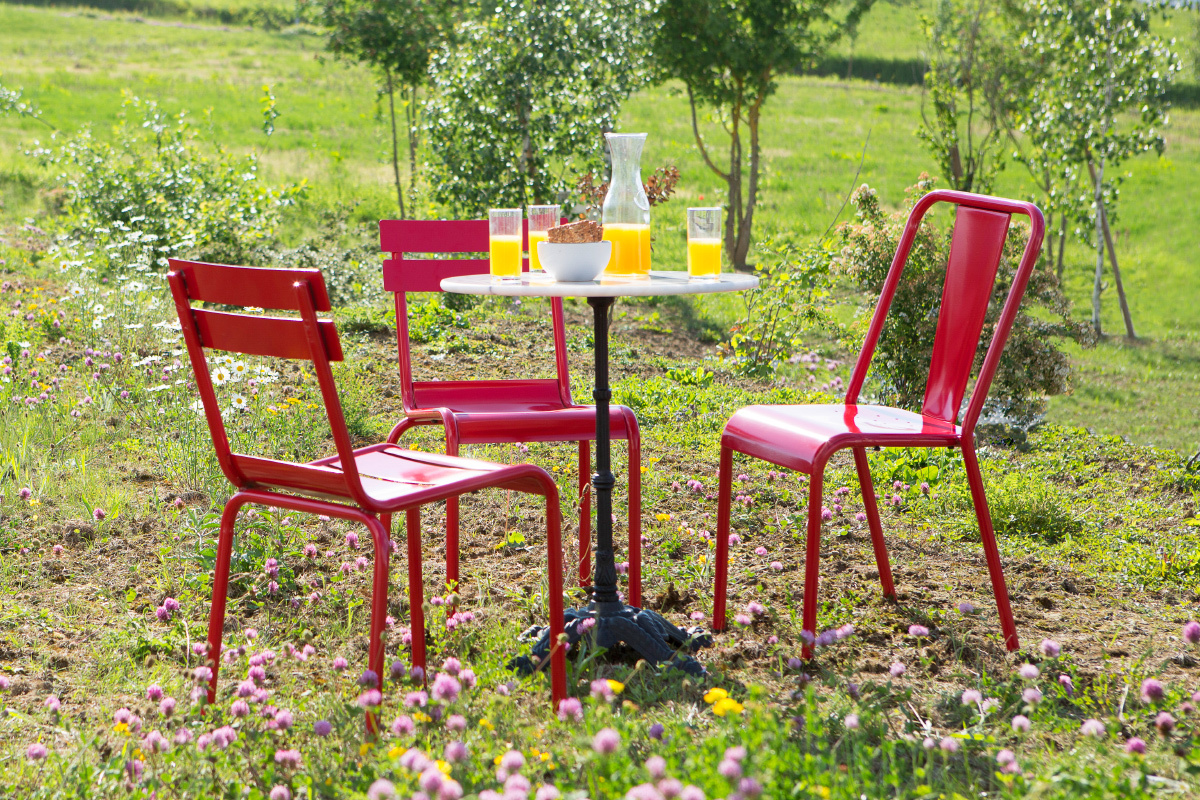 Tavolo in stile bistrot in marmo Bianco e metallo Nero CONTY