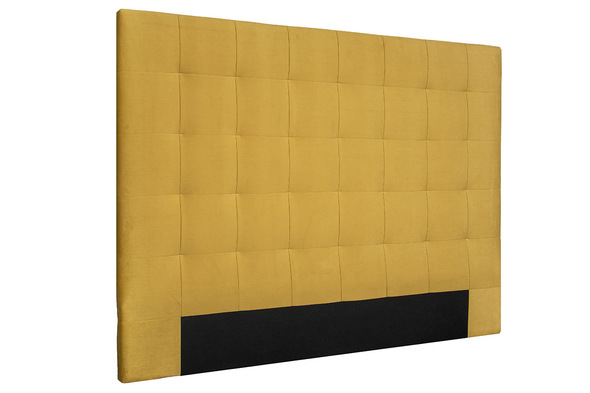 Testata letto capitonn effetto velluto giallo 160 cm HALCIONA