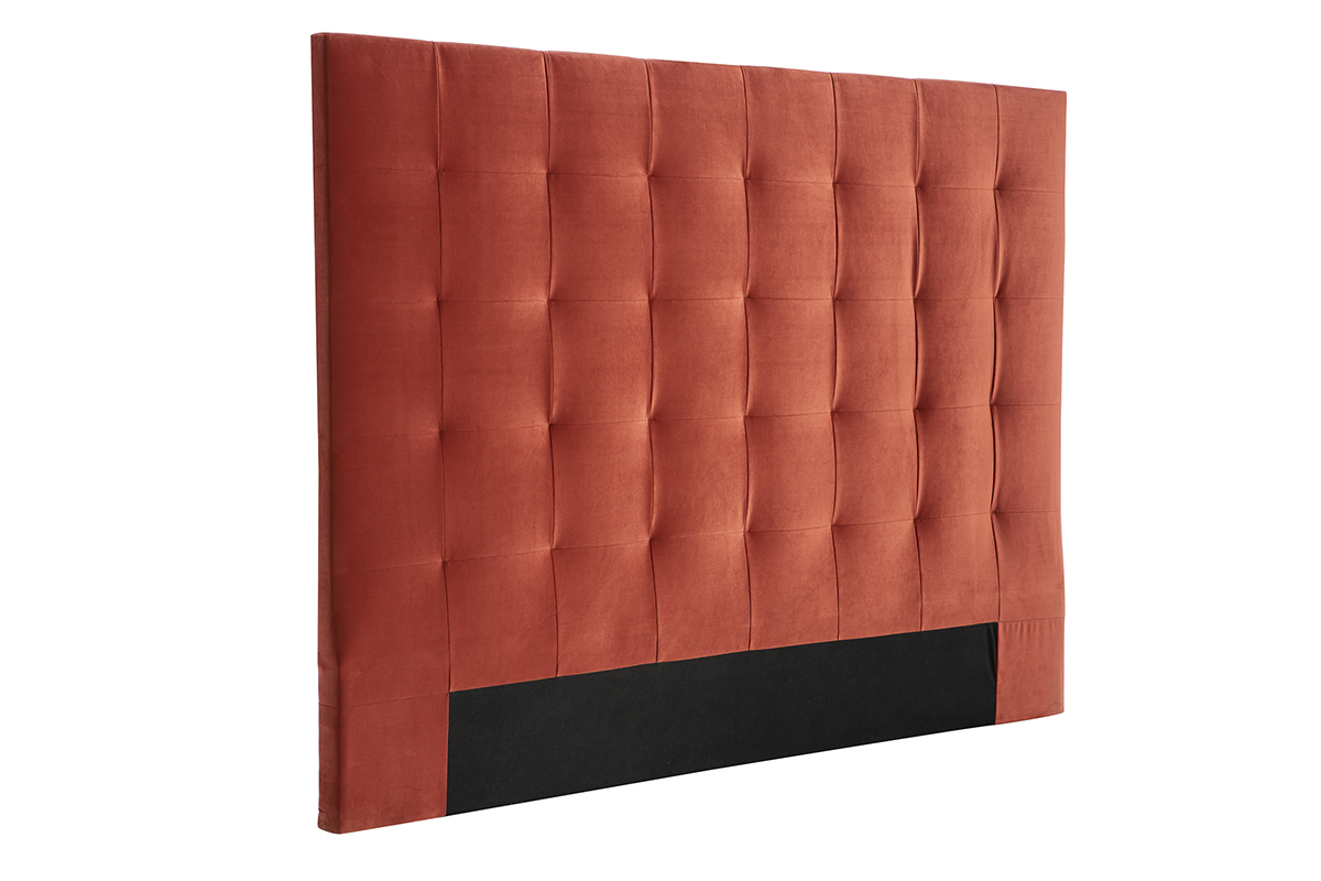 Testata letto capitonn effetto velluto terracotta 160 cm HALCIONA