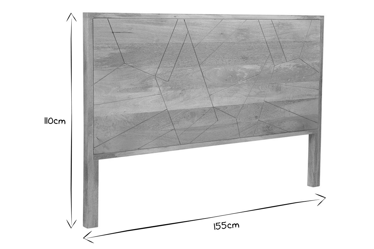 Testata letto con incisioni in massello di mango L165 cm LINIUM